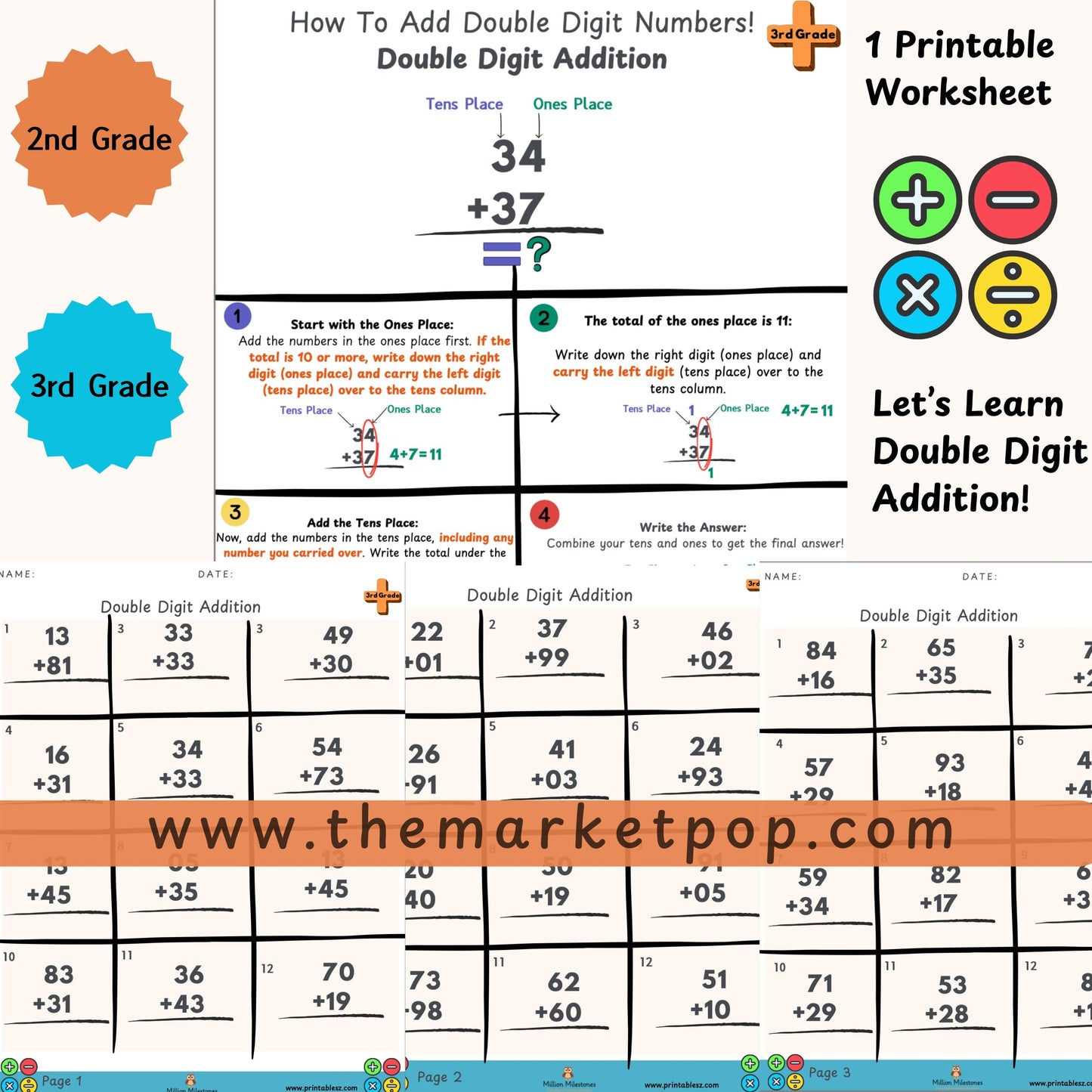 Free How To Do Double Digit Addition Worksheet - The Market Pop LLC